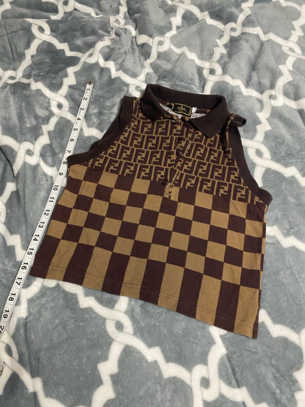 Authentic Fendi brown crop top SZ XS polo - Picture 2 of 4